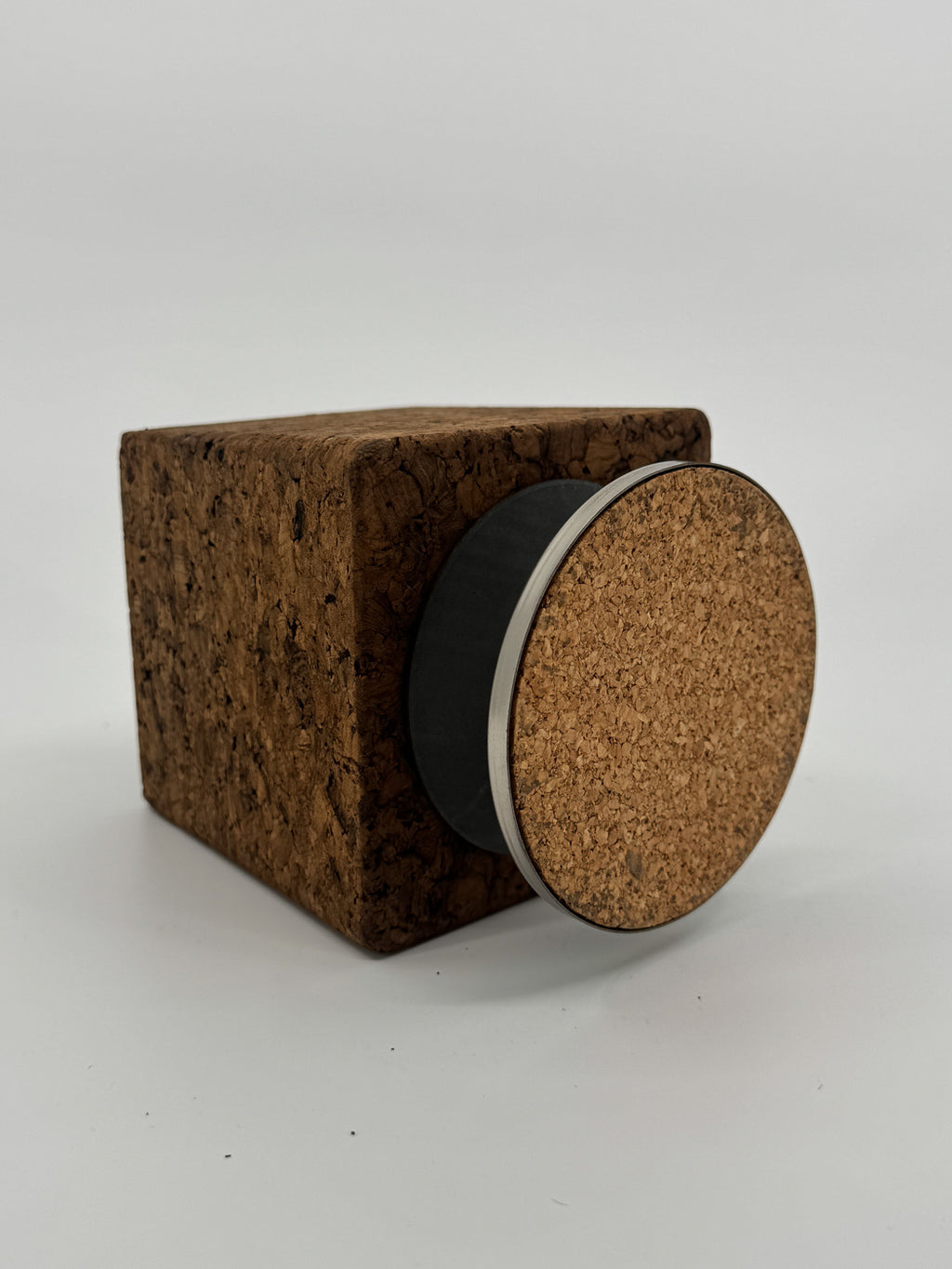 Mid-Century Rotating Cork and Chrome Pen Organizer