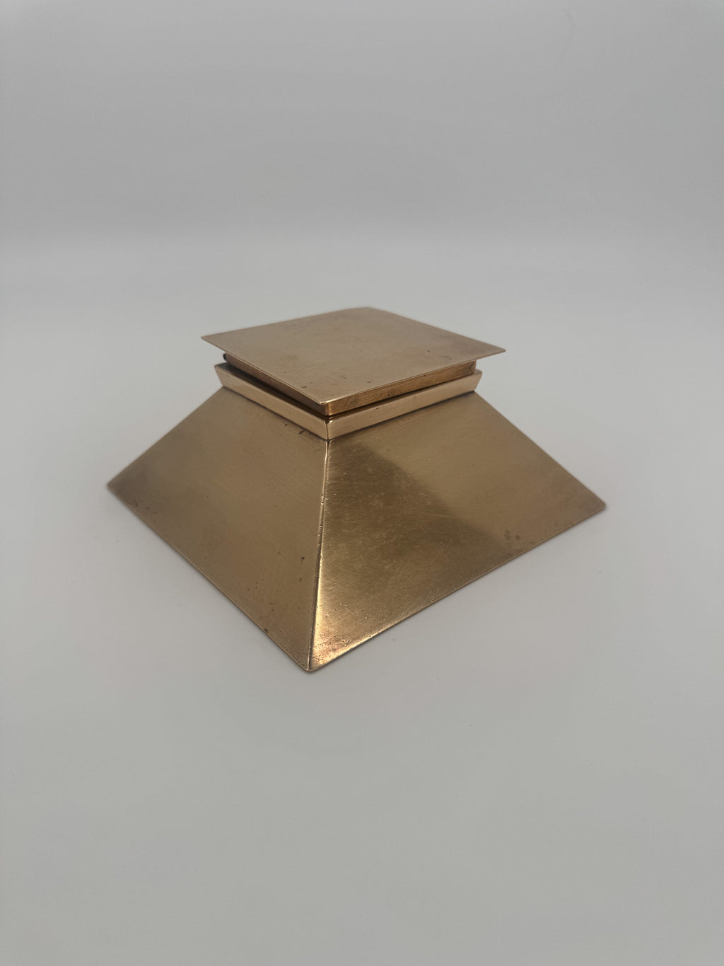 Art Deco Pyramid Brass Inkwell
